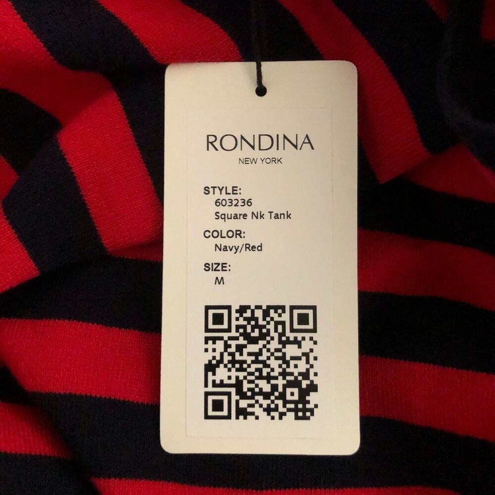 Rondina New York Square Neck Tank Top Red Navy Stripe Sleeveless Medium NWT - Picture 11 of 11